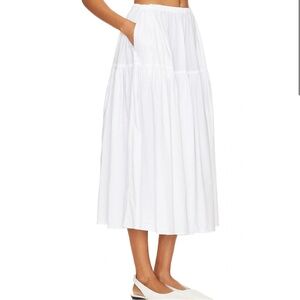 Enza Costa Tiered Maxi Skirt in White